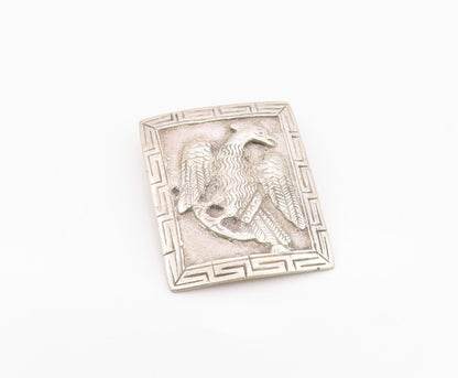 925 Sterling Silver Vintage Brooch Aztec Phoenix Bird Geometric Pin  BP12557