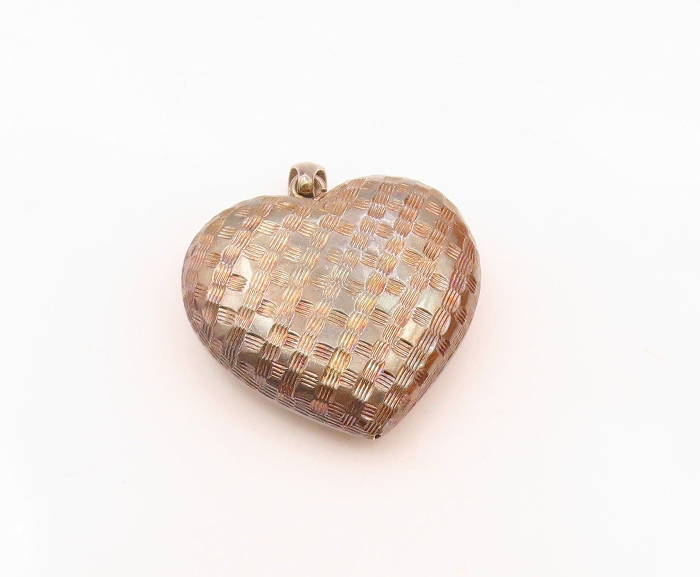 925 Sterling Silver  Vintage Weaved Pattern Hollow Love Heart Pendant  PT17213