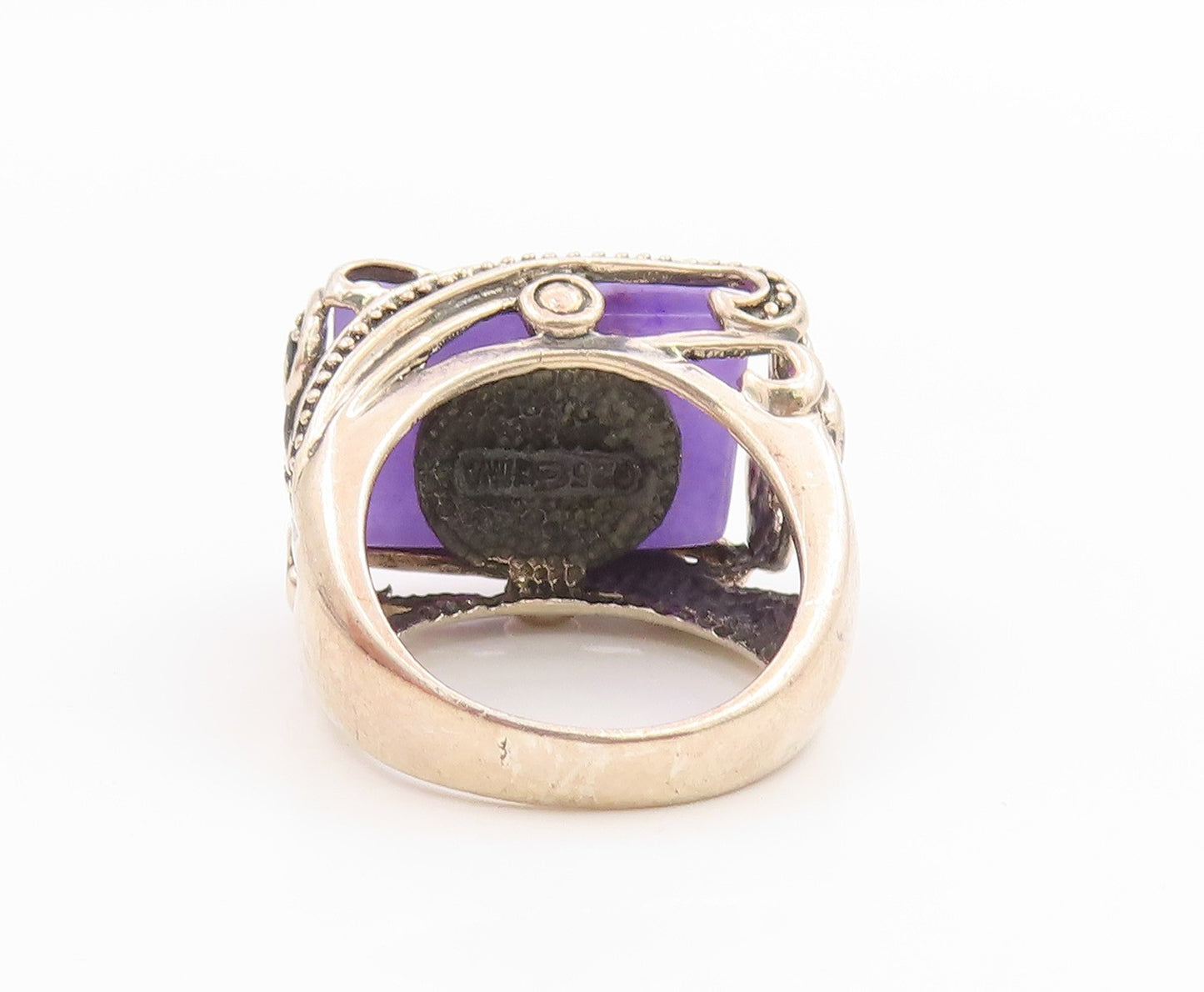 925 Sterling Silver Vintage Ring Purple Amethyst Statement Band  Sz 7  RG35737