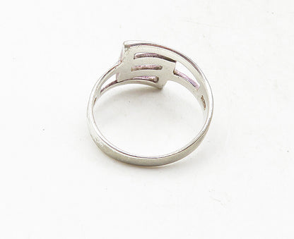 925 Sterling Silver  Shiny Interlocked Square Design Band Ring Sz 6  RG9431