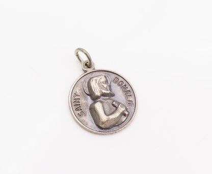 925 Sterling Silver Vintage Pendant Saint Donald Religious Medallion  PT25462