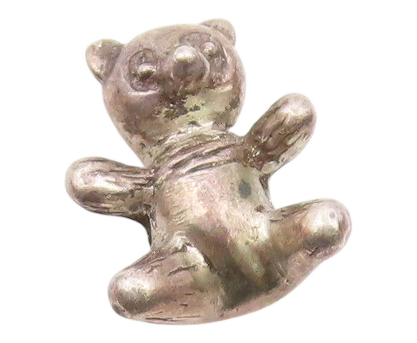 925 Sterling Silver  Vintage Petite Teddy Bear Dark Tone Pendant  PT17316
