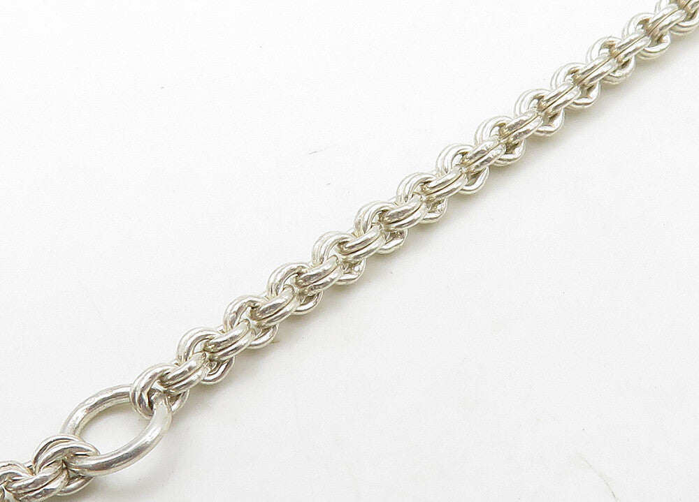 925 Sterling Silver  Vintage Shiny Elephant Charmed Chain Bracelet  BT8526