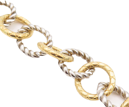 925 Sterling Silver Vintage Bracelet Gold Plated Smoky Quartz & CZ Ball  BT10839