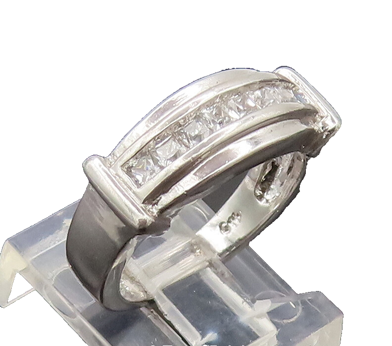 925 Sterling Silver Vintage Ring Solid Cubic Zirconia Band Sz 6 RG27575