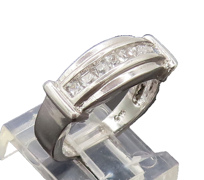 925 Sterling Silver Vintage Ring Solid Cubic Zirconia Band Sz 6 RG27575