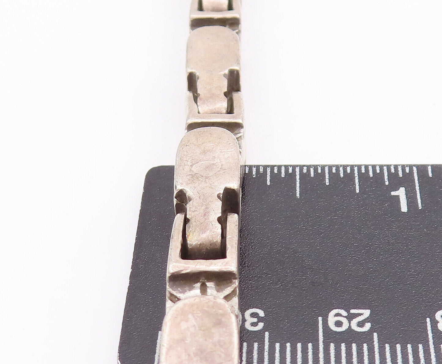 925 Sterling Silver Vintage Bracelet MEXICO Brutalist Heavy Cutout  BT10659