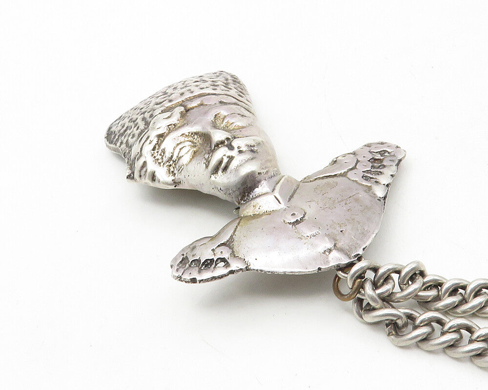 925 Sterling Silver  Vintage Antique Dagger Sword Curb Link Brooch Pin  BP3940