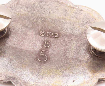 SOUTHWESTERN 925 Sterling Silver Vintage Etched Arrow Oval Floral Concho TR3320