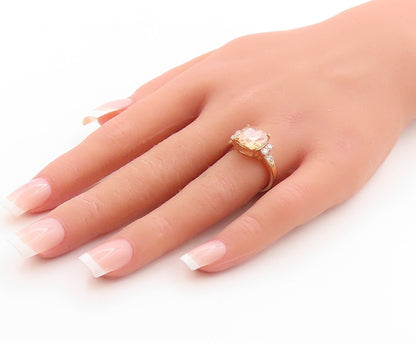 925 Sterling Silver Vintage Ring Rose Gold Plated Morganite CZ  Sz 7  RG31568