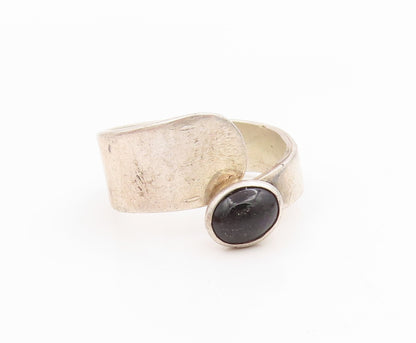 925 Sterling Silver Vintage Ring Cabochon Black Onyx Wrap Band  Sz 10.5  RG36053