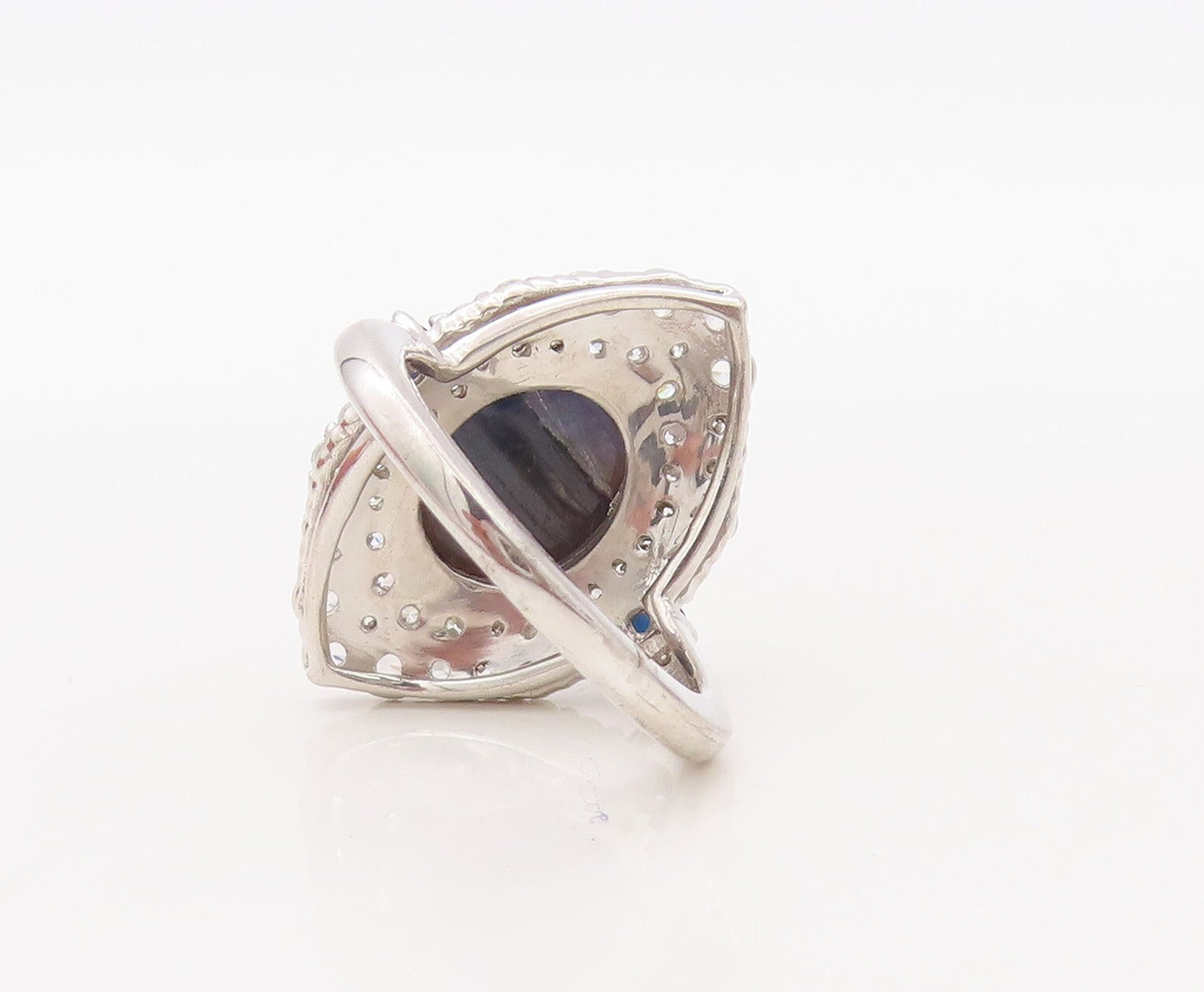 925 Sterling Silver Vintage Ring Diamonds Shape CZ & Gemstones  Sz 7  RG30595