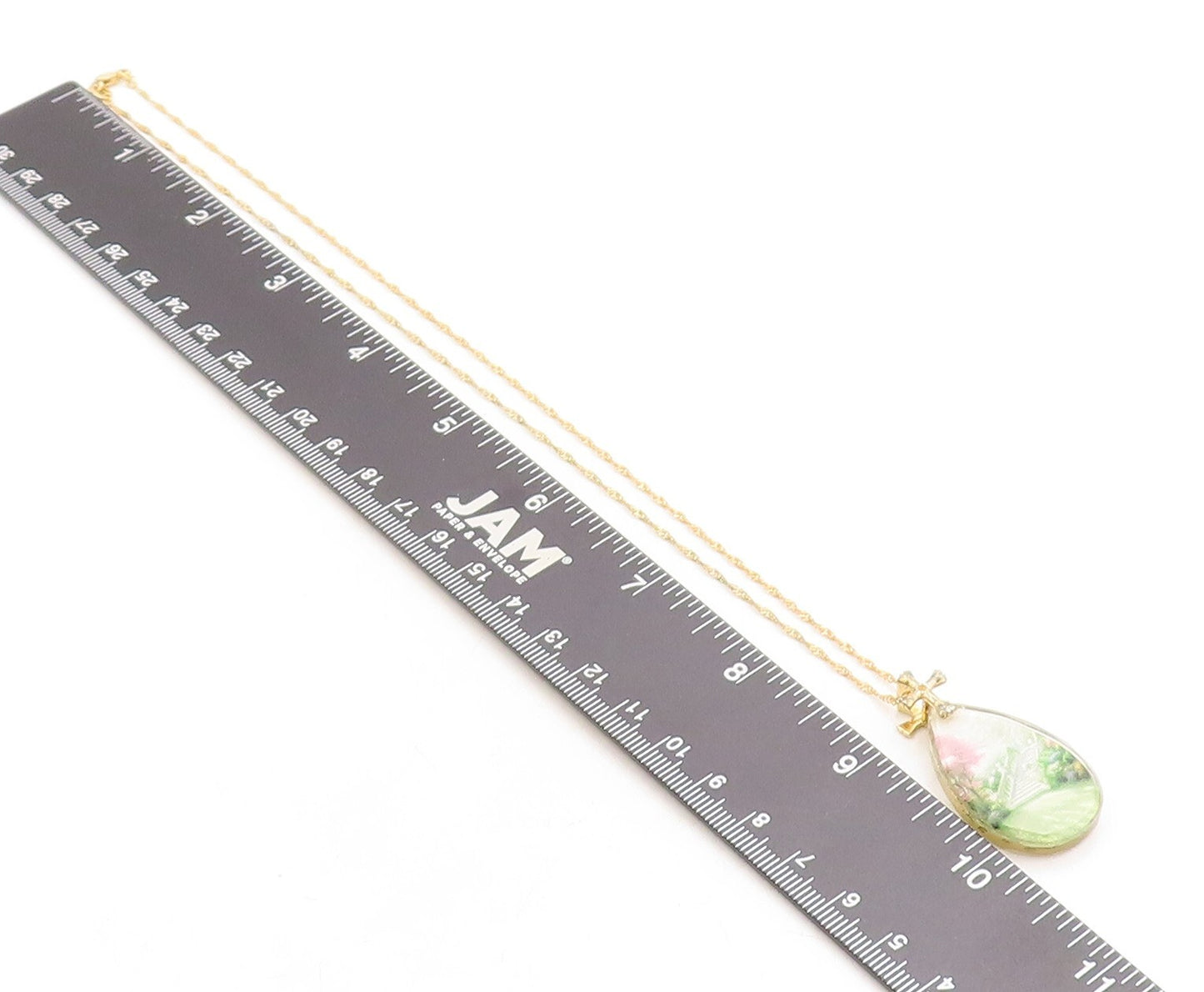 925 Sterling Silver  Vintage Garden Scene Heaven Quote Chain Necklace  NE1999