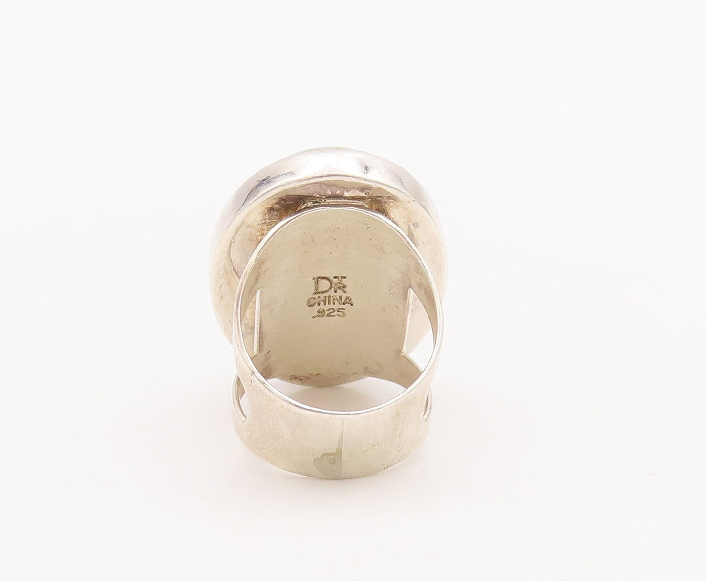 925 Sterling Silver Vintage Ring DTR JAY KING Oval Laced Marble  Sz 7  RG28786