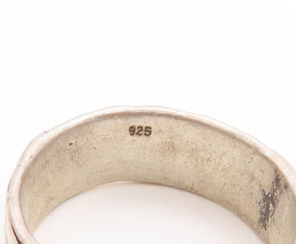 925 Sterling Silver Vintage Ring Solid Carved Fire Swirls  Sz 15  RG31255