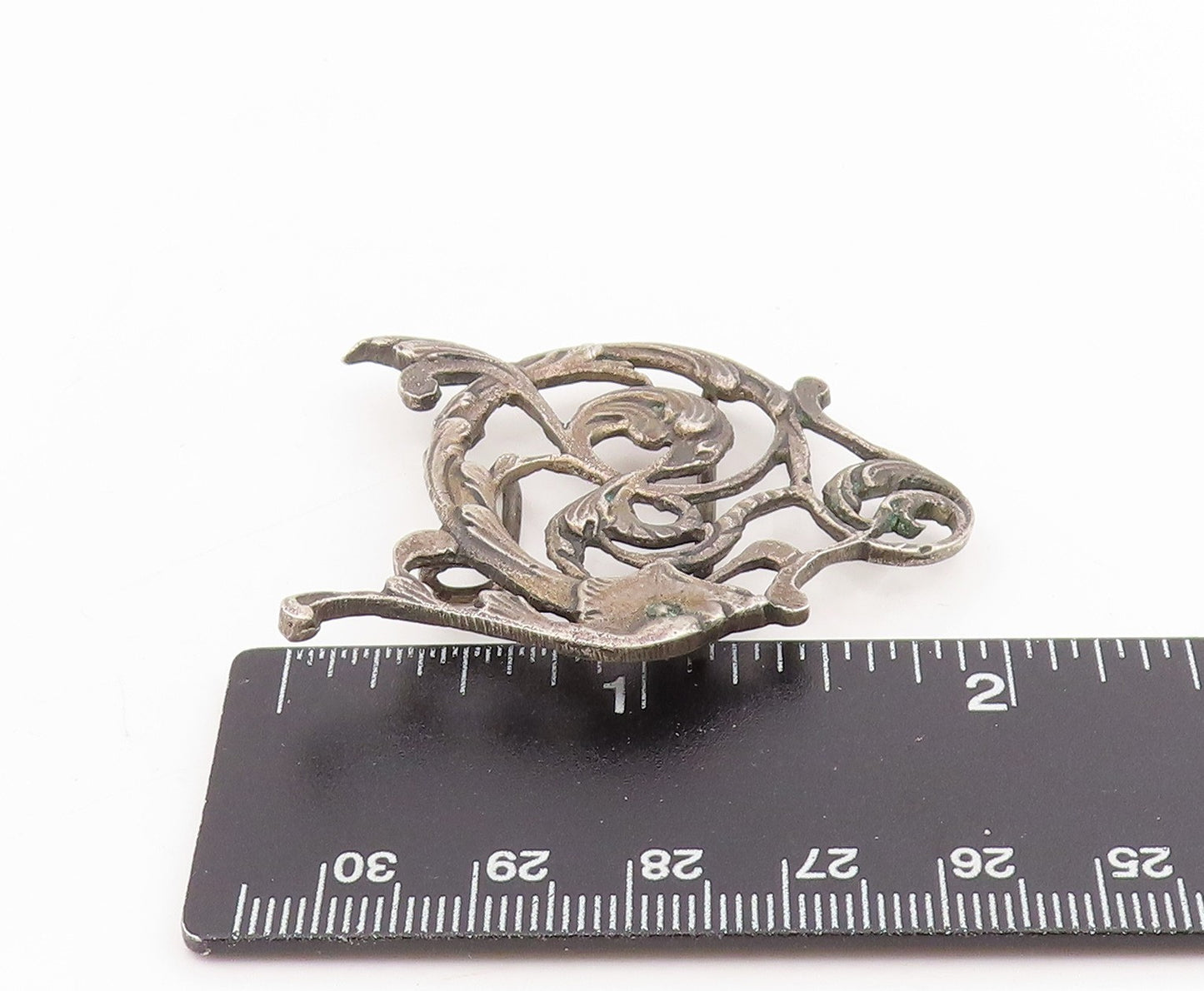 925 Sterling Silver Vintage Belt Buckle Openwork Mythical Winged Dragon  TR4135
