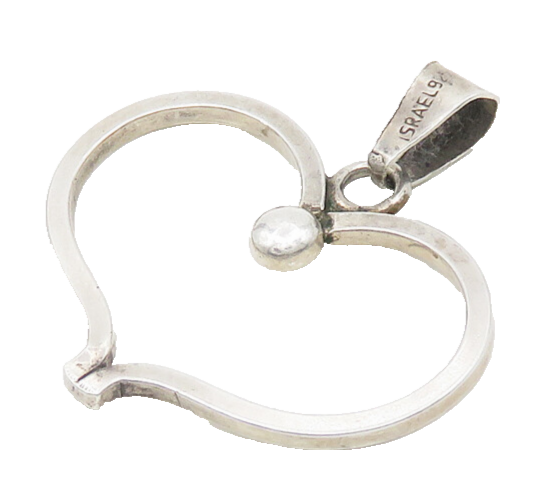 ISRAEL 925 Sterling Silver  Vintage Shiny Open Love Heart Pendant  PT14893