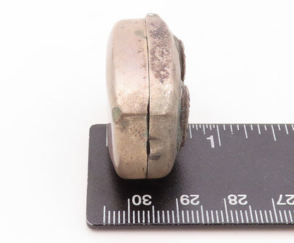 925 Sterling Silver Vintage Pill Box Dark Tone Swirly Carved (OPENS)  TR3800