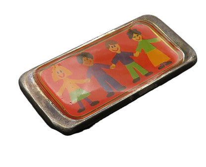 EFS MEXICO 925 Silver  Vintage People Holding Hands Art Brooch Pin  BP4014