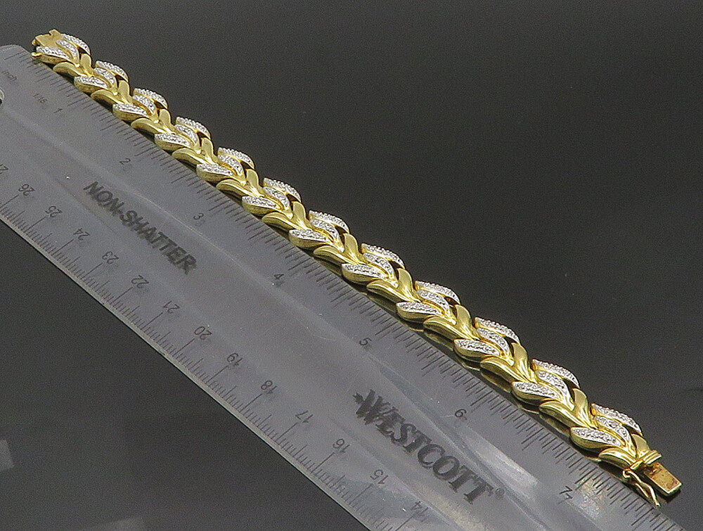 ROSS SIMON 925 Sterling Silver  Genuine Diamonds 2 Tone Chain Bracelet  BT1204