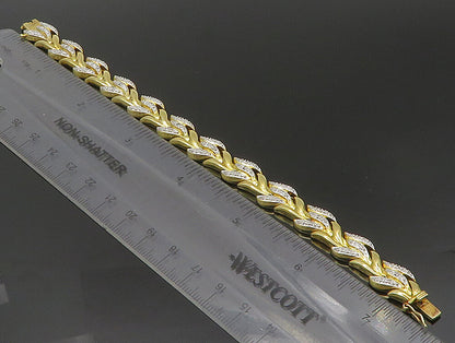 ROSS SIMON 925 Sterling Silver  Genuine Diamonds 2 Tone Chain Bracelet  BT1204