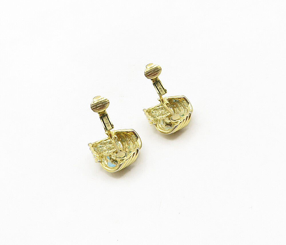 925 Sterling Silver  Vintage Gold Plated Knotted Non Pierce Earrings  EG4638