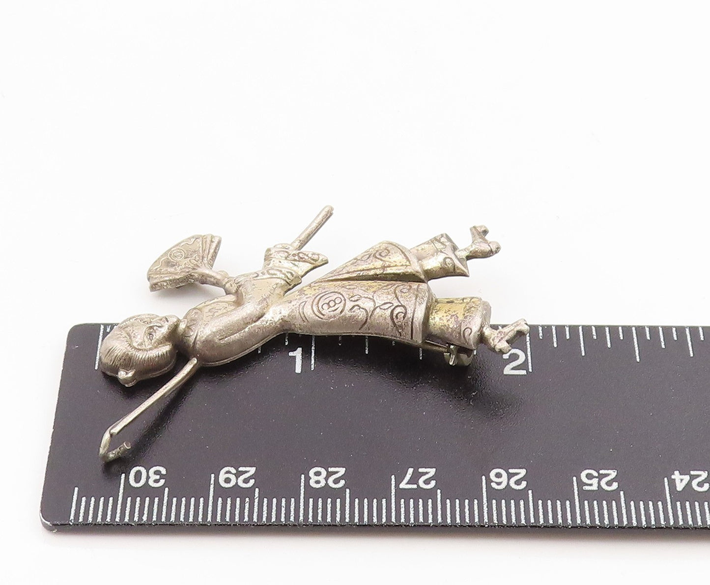 925 Sterling Silver Vintage Brooch LANG Lady Geisha With Fan & Lantern  BP12125