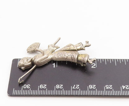 925 Sterling Silver Vintage Brooch LANG Lady Geisha With Fan & Lantern  BP12125
