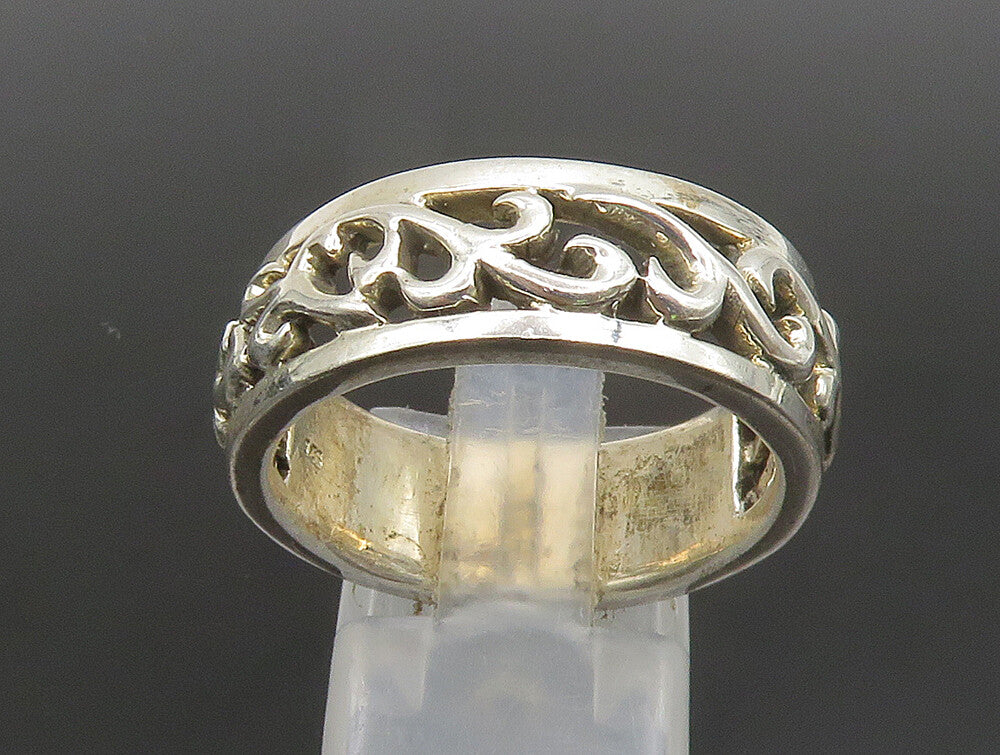 925 Sterling Silver  Vintage Swirl Vine Cut Out Band Ring Sz 10.5  RG24375