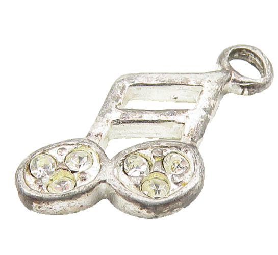 925 Sterling Silver  Vintage Petite Topaz Music Note Motif Pendant  PT8985