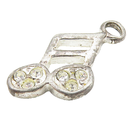 925 Sterling Silver  Vintage Petite Topaz Music Note Motif Pendant  PT8985
