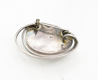 ISRAEL 925 Sterling Silver  Vintage Cabochon Eilat Stone Brooch Pin  BP3558