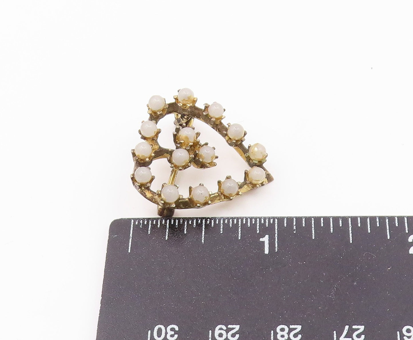 925 Sterling Silver  Vintage Antique Quartz Love Heart Brooch Pin  BP8735