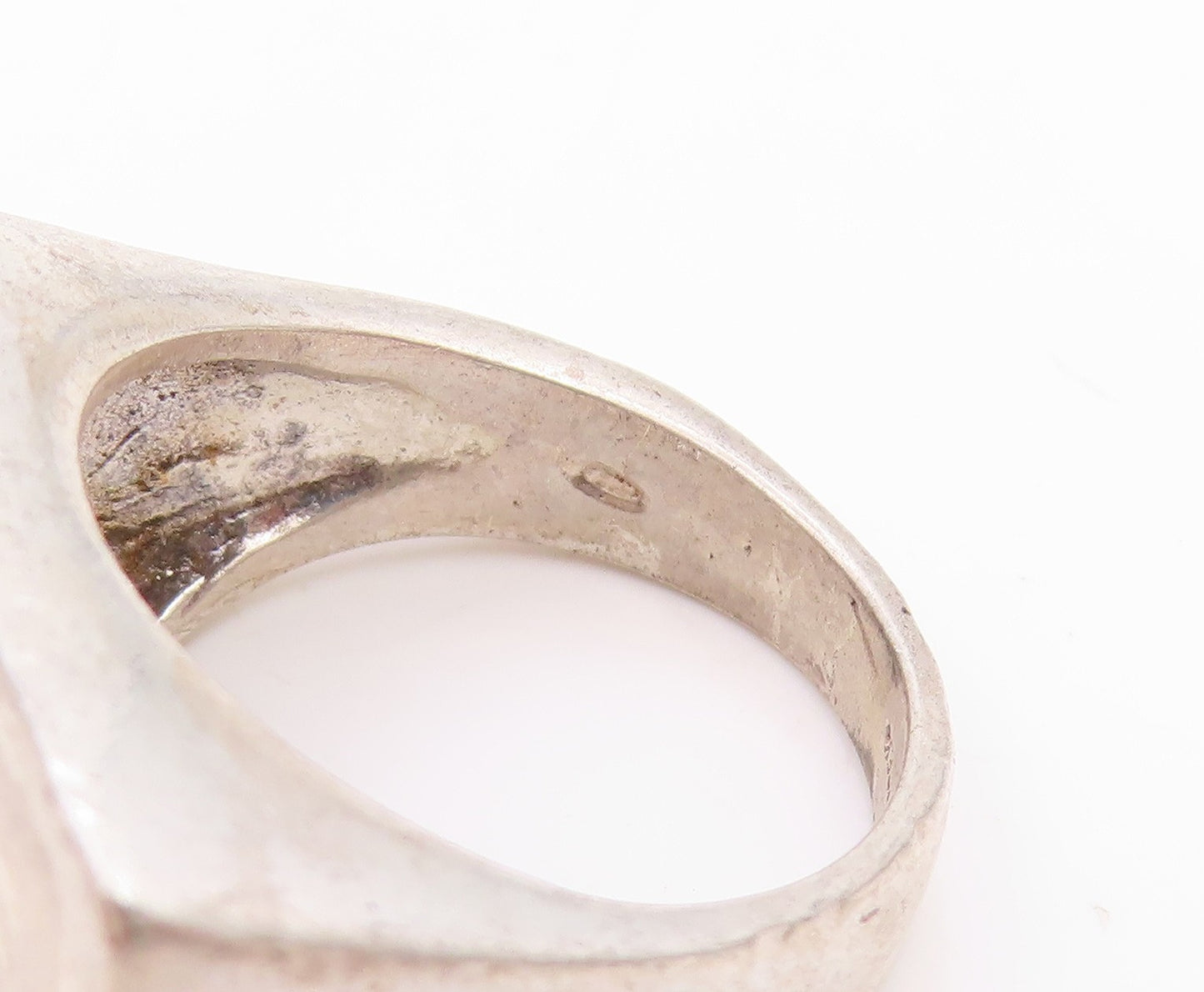 925 Sterling Silver Vintage Ring Bold Geometric Rectangle Signet Sz 7.5 RG36008