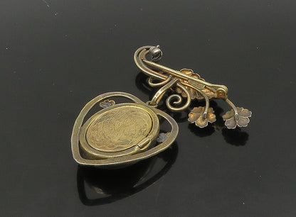 CARLART 925 Sterling Silver Vintage MOP Locket US Military Brooch Pin BP9192