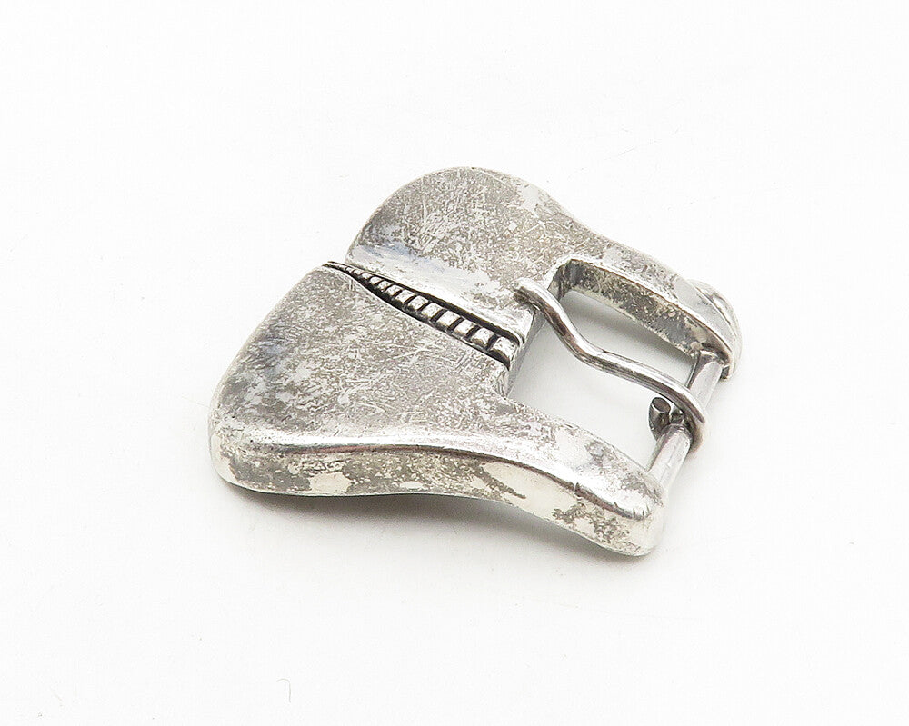 925 Sterling Silver  Vintage Shiny Chiseled Design Belt Buckle  TR1655