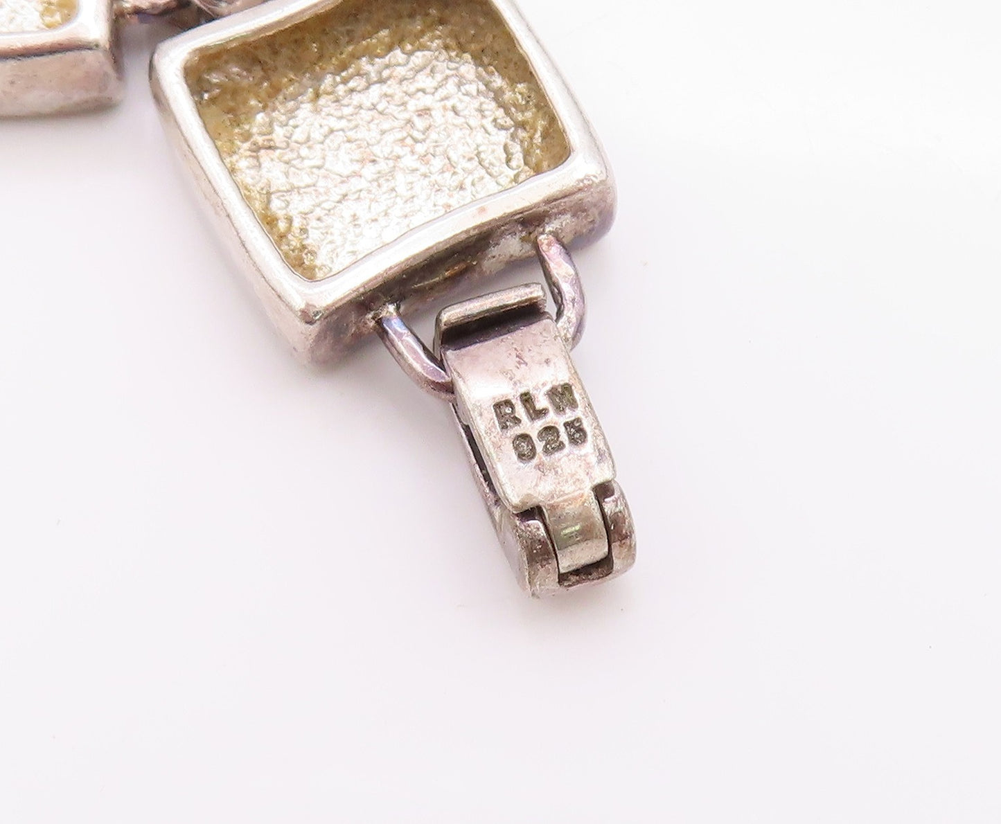 925 Sterling Silver Vintage Bracelet Antique Dark Tone Cubes Linked  BT11313