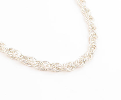 925 Sterling Silver Vintage Necklace Modernist Solid Twisted Rope Chain  NE4796