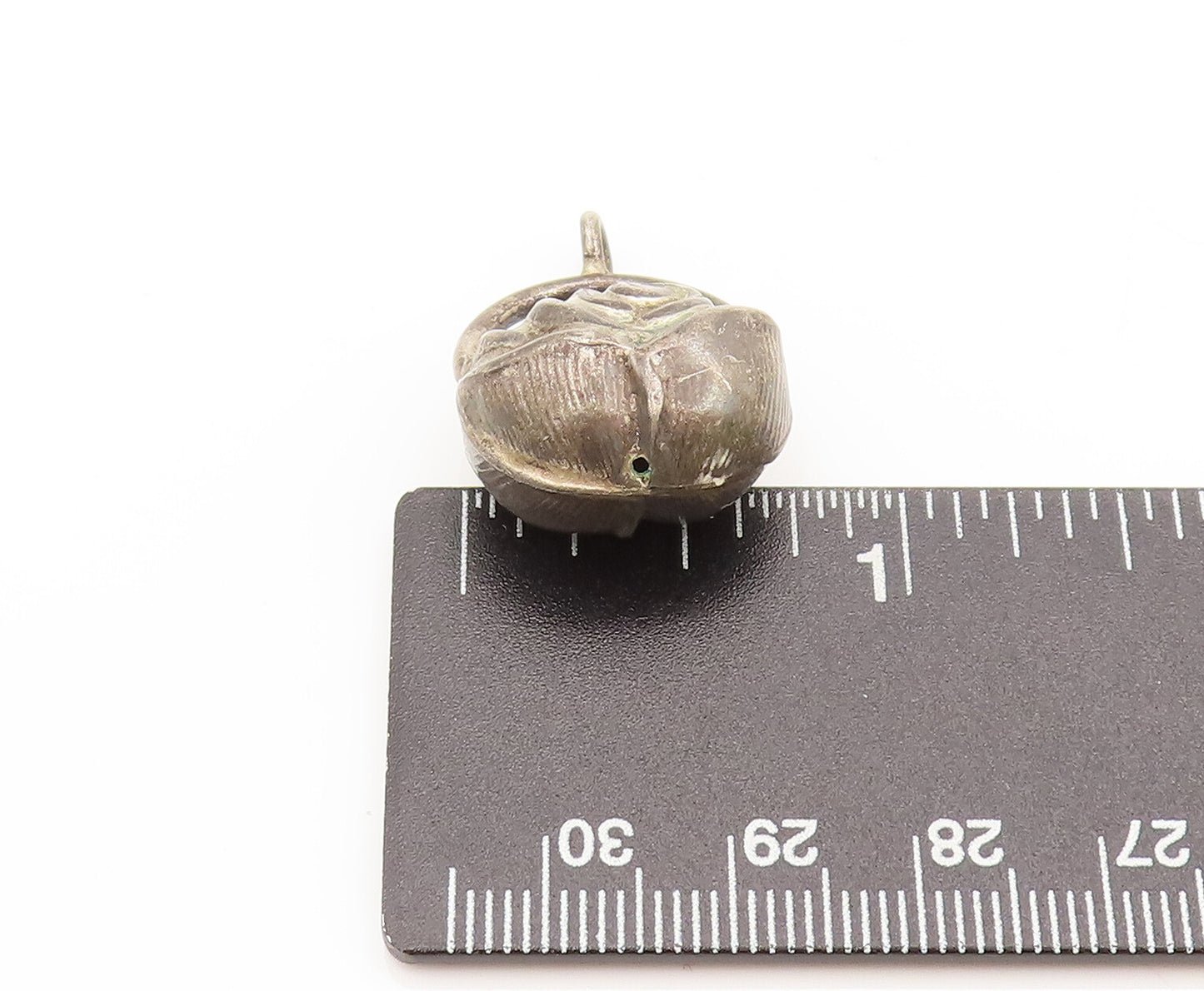 925 Sterling Silver  Vintage Mini 3D Carved Puffed Rose Pendant PT22236
