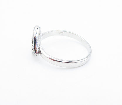 925 Sterling Silver  Shiny Topaz Open Love Heart Buckle Band Ring Sz 8  RG6857
