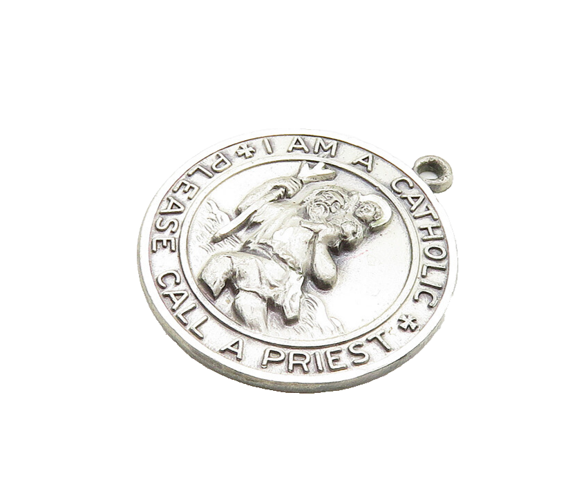 CREED 925 Sterling Silver  Vintage St. Christopher Prayer Pendant  PT15623
