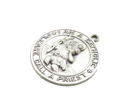 CREED 925 Sterling Silver  Vintage St. Christopher Prayer Pendant  PT15623