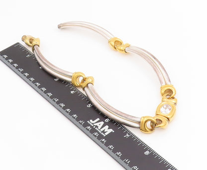 925 Sterling Silver Vintage Necklace UNOAERRE Solid Two Tone Choker  NE4715