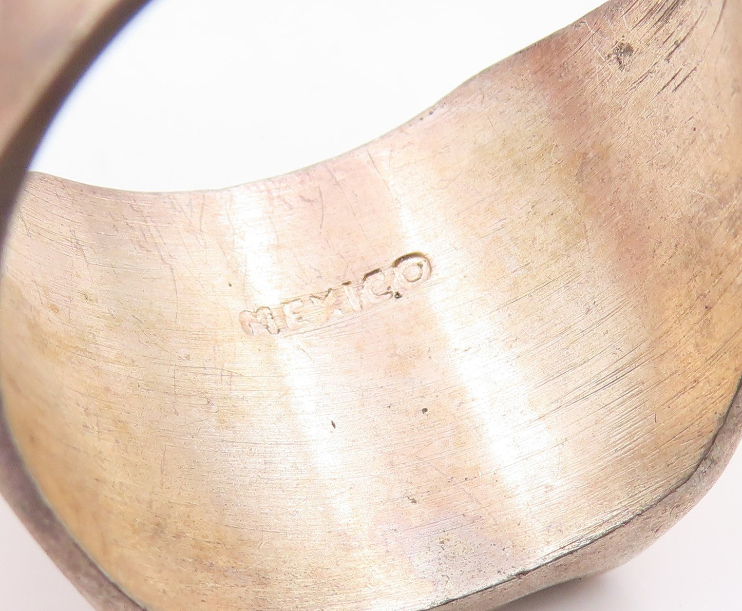 925 Sterling Silver Vintage Ring MEXICO Crushed Turquoise Inlay Sz 12.5 RG36261