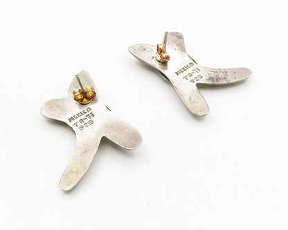 MEXICO 925 Sterling Silver  Vintage Bow Tied Ribbon Drop Earrings  EG5490