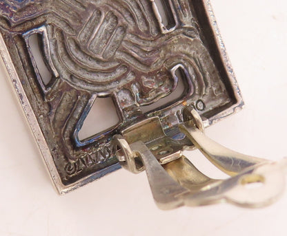 925 Sterling Silver Vintage Earrings MMA Rectangle Framed Celtic Knots  EG13277