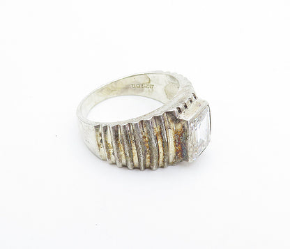 925 Sterling Silver  Vintage Cubic Zirconia Graduated Band Ring Sz 7  RG3608