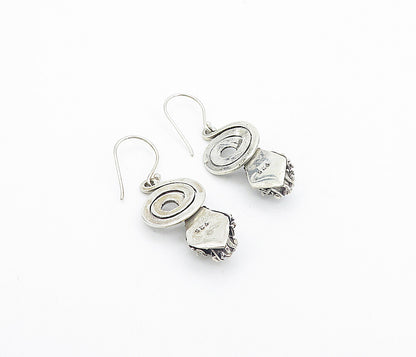 925 Sterling Silver  Vintage Blue Topaz Snake Motif Dangle Earrings  EG3559