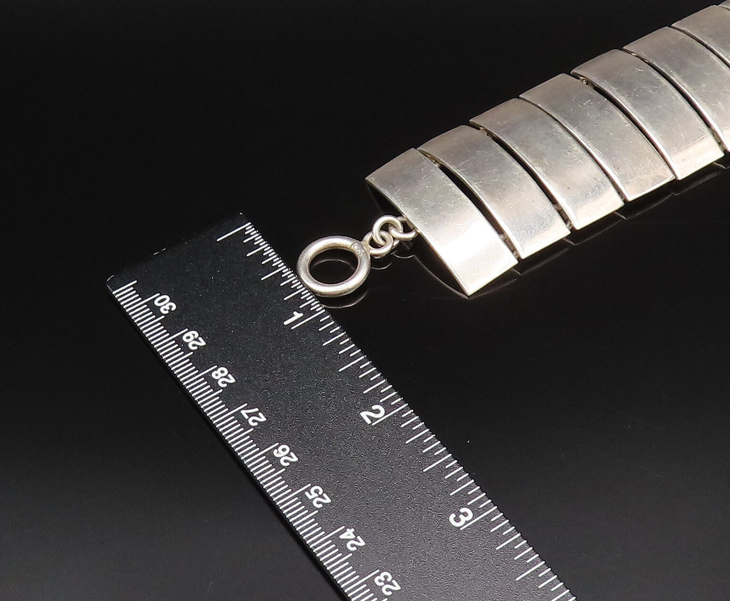 925 Sterling Silver  Vintage Minimalist Rectangle Bar Chain Bracelet  BT9657