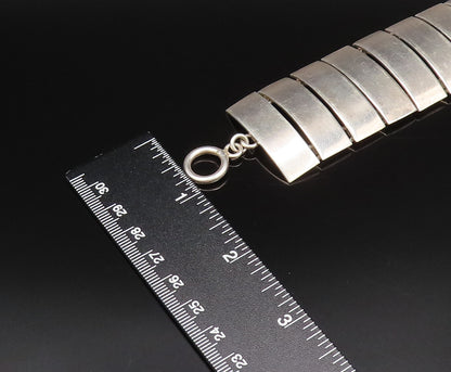 925 Sterling Silver  Vintage Minimalist Rectangle Bar Chain Bracelet  BT9657